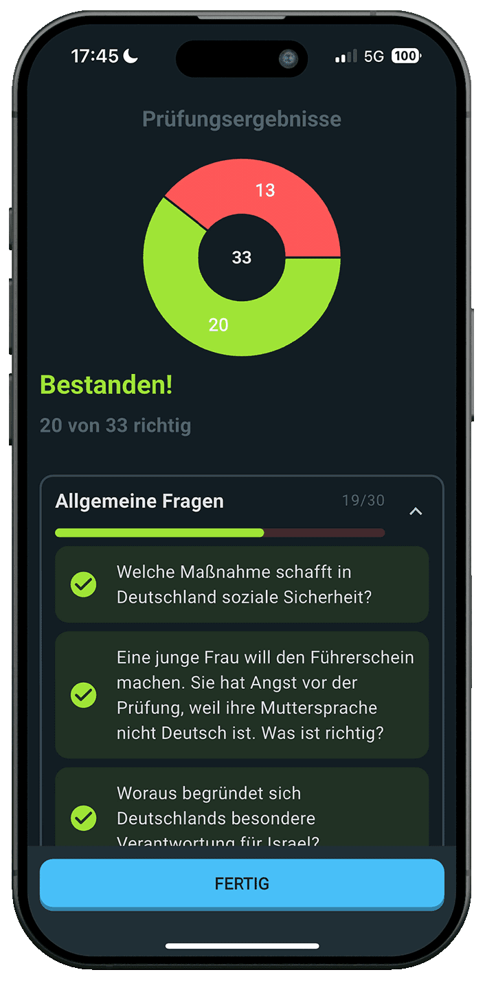 Leben in Deutschland App – Prüfungssimulation